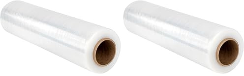 Raylu Paper - Film para Embalaje Industrial y para Paletizar, Rollo de Papel Film Resistente de Plástico con Alta Elasticidad para Mudanzas y Envíos (Transparente, 1 unidad ECO) (Paquete de 2)