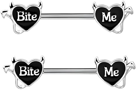 Pddenality 2 PCS 14G Nipple Bars Fake Nipple Piercing Jewellery Dainty Heart Silver Body Piercing Bar Y2k Jewelry for Women Girls Fashion Accessory
