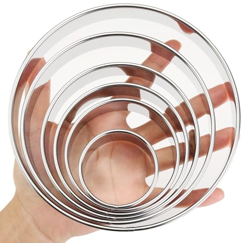 CUTENJOY 6 PCS Round Cookie Cutters (2, 3, 3.5, 4, 5, 6 Inch), Stainless Steel Biscuit Cutters For Baking, Large Circle Cookie Cutter for Baking, Pastry, Donuts, Fondant, Sandwich