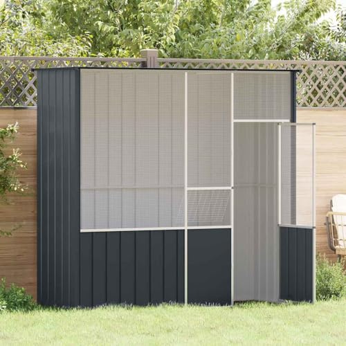 Nqyjm Aviario antracita 215 x 78 x 200 cm acero galvanizado para jardín terraza