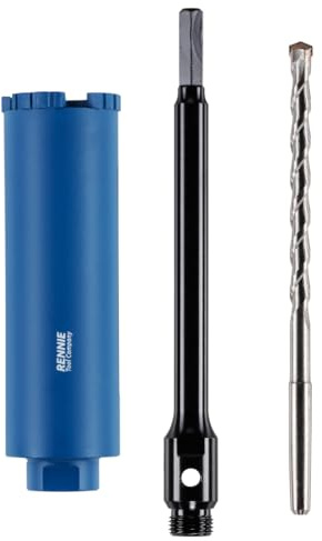 52mm x 150mm Long Diamond Core Drill Bit Set with 240mm Long HEX Shank Adapter & Centre Drill Bit. To Be Used In Concrete Masonry Brick Block Stone Granite