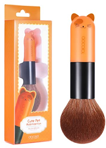 Docolor Blush Powder Brush Premium Synthetic Hairs Makeup Brushes Face Kabuki Foundation Coverage Mineral Bronzer Buffing Tapered Brush, Orange CAT Blush Brush