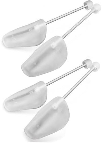 2 Pares Práctico de Longitud Ajustable de los hombres de plástico zapato Stretcher zapato de la bota con la tensión de la bobina de primavera para hombres árbol de zapatos de primavera (Blanco- Mens)