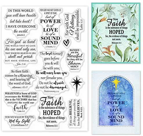 GLOBLELAND Christmas Christian Clear Stamps for Card Making Decorative Christmas Inspirational Words Bible Transparent Silicone Stamps for DIY Scrapbooking Supplies Paper Card Album Decoration Craft