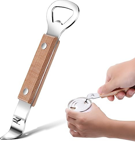 Abeillo Flaschenöffner Edelstahl, 2 in 1 Bottle Opener und Dosenöffner Küchen-kapselheber, Tragbare Kapselheber für Home Pub Outdoor Camping Reisen