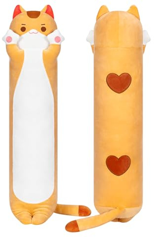 Mewaii Peluche Gato Naranja Stitch Que Respira Largo Gato de Almohada Suave Animales Muñecas Almohada Juguetes Cojín de Peluche Regalo para Niños 50CM