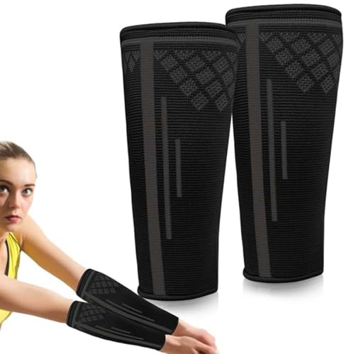 EYVRPAU Manchettes De Bras 1 Paire de Protège-Bras de Volley-Ball Manchon de Compression Bras Manchons Volleyball Manchettes De Course Protection d'avant Bras, repose-poignet de sport, Noir