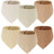 Yukkidds Lätzchen Baby Dreieckstuch 100% Baumwolle Musselin Halstuch für Neugeborene Junge und Mädchen Saugfähig und Verstellbare Halstücher Baby 6 Stück Beige&Braun