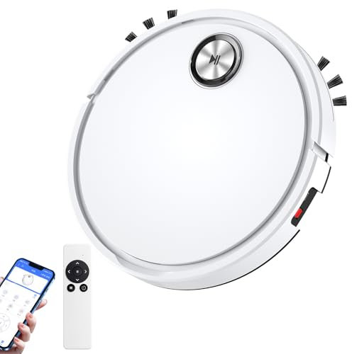 Robot Aspirador Y Fregasuelos, 3 En 1 Inteligente Control De APP Robot Barredora Superfino Con 2800pa De Potencia De Succión Barredora Para Alfombras De Pelo De Mascota Y Pisos Duros,White-1 PACK