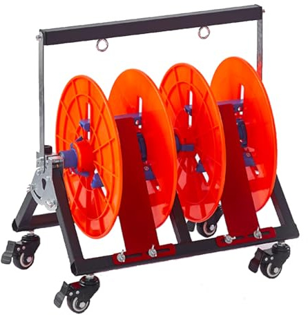 dérouleur de câble Porte-Bobine Électrique avec Poulies - Support De Bobine De Fil en Acier Au Carbone Robuste, Étanche - Distributeur De Bobine De Fil Pliable pour Électriciens(2 reels)