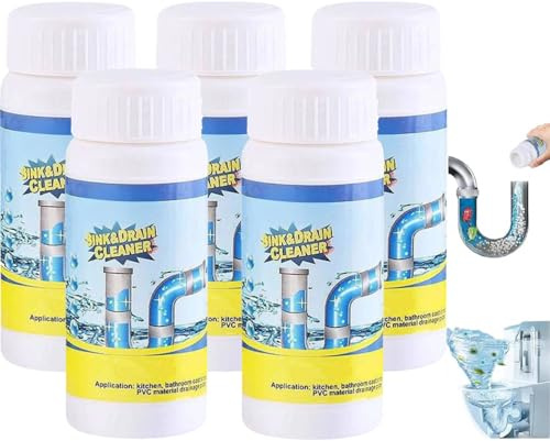 5 Pack Powerful Sink and Drain Cleaner, Wild sink and Drain Cleaner, Heavy Duty Pipe Dredge Agent, Sink and drains cleaners Powder, Powerful drains cleaners, For Toilet Kitchen Bathroom Shower