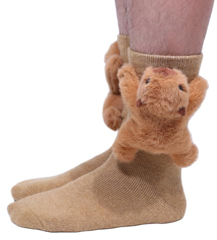 Sengångare strumpor för kvinnor, söta 3D plysch kramstrumpor | Söta 3D-kramdjurstrumpor med mjuk stickad design; en rolig present till mamma, fru, dotter eller flickvän.