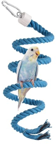 sourcing map Bird Rope Perch Swing, Spiral Rope Perch Standing Pole Accessory Climbing Swing Paw Grinding 100cm / 39 Inch, (Blue) Intended for Parrot/Parakeet/Budgies/Cockatiels/Lovebirds