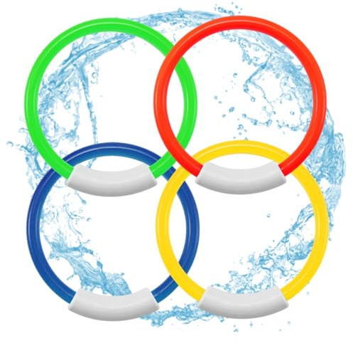 BeVistoso 4 Uds Juguetes de Buceo en Piscina Anillo de Buceo Submarino Juguete de hundimiento de Piscina para Entrenamiento de natación, Forma Redonda