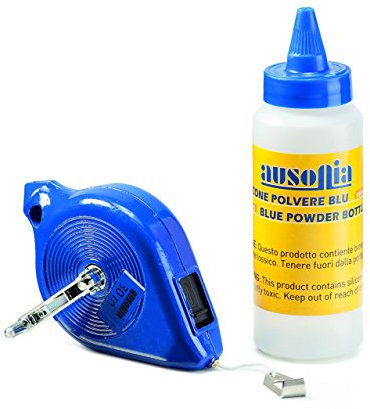AUSONIA - Traccialinee in plastica 30 mt con flacone polvere blu da 100 Gr