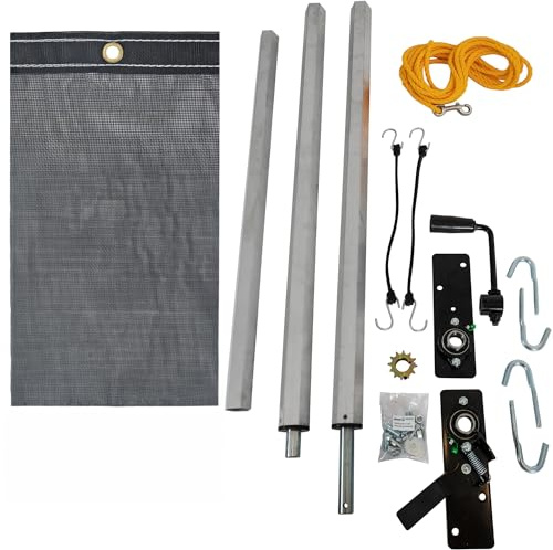 Buyers Products DTR5012 Aluminum Tarp System with Mesh Tarp, 5 x 12 Feet, Dump Body Tarp Kit, Heavy Duty Double-Stitched Hems, Brass Grommets, Telescoping Roller, Complete Hardware Included