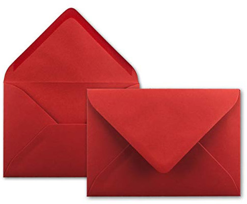 50x Brief-Umschläge in Rosen-Rot - 80 g/m² - Kuverts in DIN B6 Format 12,5 x 17,6 cm - Nassklebung ohne Fenster