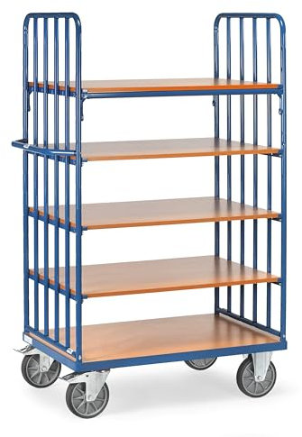 Fetra Transportgeräte mtpif353 F 503 Wagen mit Tablett, 2 Seitenteile mit Gitter Design, 5 Etagen, 112 kg Gewicht, 1200 mm x 800 mm Plattform