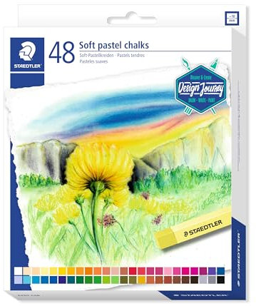 STAEDTLER 2430 C48 Softpastellkreiden (hoher Grad an Lichtbeständigkeit, weicher Abstrich, leicht verwischbar, Kartonetui mit 48 brillanten Farben), Sortiert