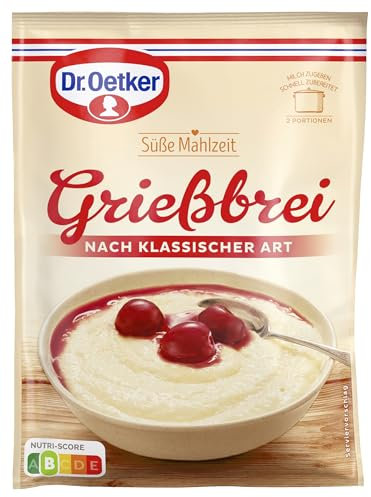 Dr. Oetker Süße Mahlzeit Grießbrei nach klassischer Art, 12er Pack (12 x 92 g), Mischung für Grießbrei für eine Hauptmahlzeit oder als süße Mahlzeit zwischendurch