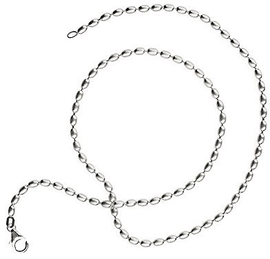 Drachenfels Olivkette in Echtsilber/Oliv-Kette für Anhänger/Halskette aus 925 Sterling Silber/Karabinerverschluss/Länge 42 cm, Ø 3 mm/D KO 50-1/AG