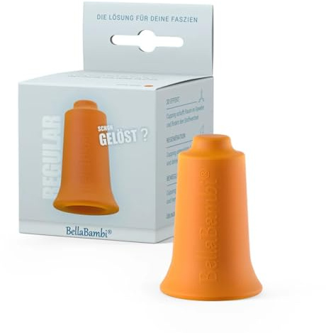 BellaBambi® mini solo Schröpfglas | hautverträgliche Schröpf-Cups zur vielseitigen Faszien-Massage | Cupping für Beauty, Wellness, Sport oder Therapie | Made in Germany | Intensität Regular - Orange