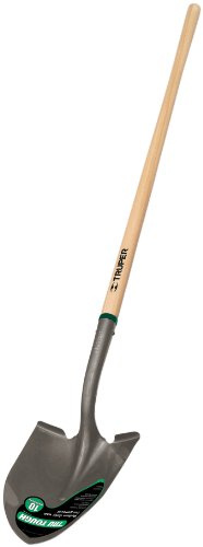 Truper Tru Tough 48-Inch Round Point Shovel, Premium Ash Wood Handle, Forward-Turned Steps for Foot Comfort, Heavy-Duty Digging and Landscaping Tool (Model PRL-ES / 33037)