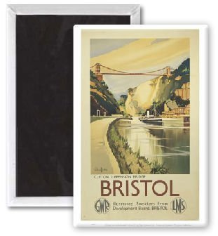 Bristol - Clifton Suspension Bridge GWR LMS - 3x2 inch Fridge Magnet - large magnetic button