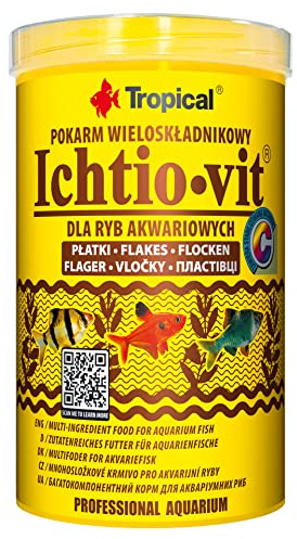 ICHTIO-VIT 1000ml / 200g - Nourriture Multi-ingrédients pour Poisson d'aquarium en Flocons