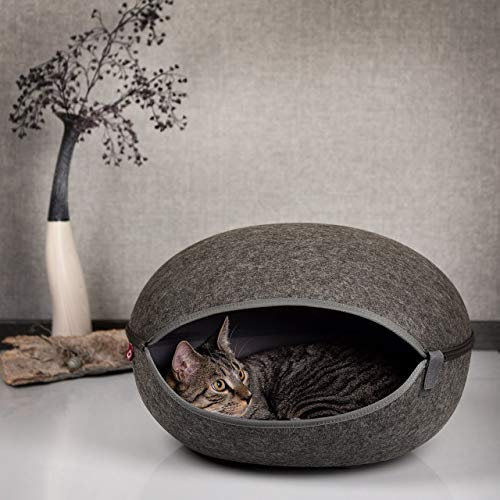 CanadianCat Company | KATZENNEST Uni-anthrazit - Katzenhöhle Katzenbett mit Stil ca. 52 x 45 x 33 cm
