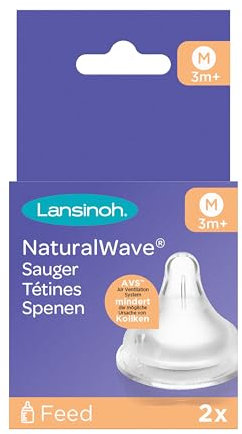 Lansinoh NaturalWave Sauger, Gr. M - mittlerer Milchfluss - ab dem 3. Monat, 2 Stück