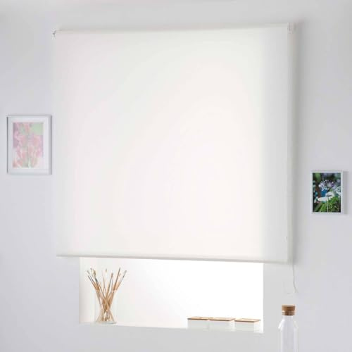 NATURALS - Estor Enrollable Translúcido Blanco | 100% Poliéster | Estilo Moderno y Minimalista | Fácil Instalación en Techo o Pared | Intimidad con Luz Natural | 120x175 cm