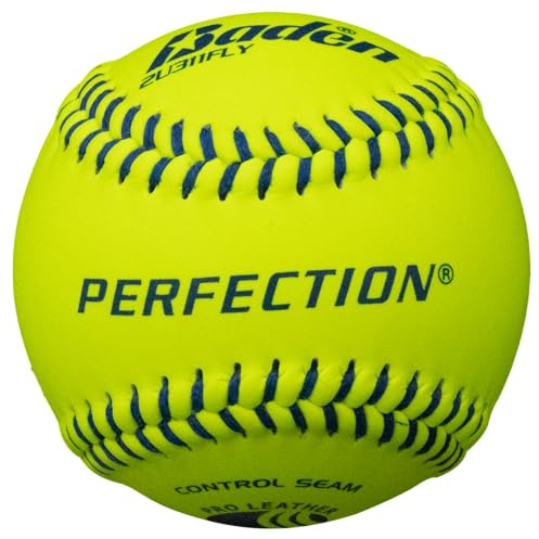 Baden | USSSA Approved | Official League Fastpitch Softballs | Perfection Leather | 11 | Optic Yellow | One Dozen