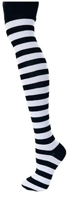 M MACAHEL Black & White Striped Over the Knee Socks
