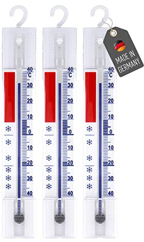 Lantelme 3 Stück Kühlschrankthermometer mit Haken zum Aufhängen Temperaturbereich + - 40°C | Analoges Thermometer Set für Gefrierschrank Kühlfach Kühltheke und Kühlschrank zur Temperaturkontrolle