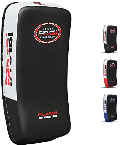 Farabi Sports schlagpolster für Coaching, Training, Kickboxen Curved Kick Pads, schlagpolster Kampfsport trittpolster MMA Muay Thai Pads X 1 Stück Single (Black)