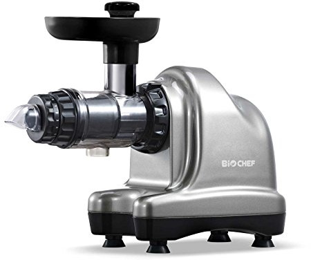 BioChef Axis Cold Press Juicer/Horizontal Masticating Slow Juicer (Wide Mouth) with 20 Year Warranty for Wheat Grass, Fruits & Vegetables (Silver)