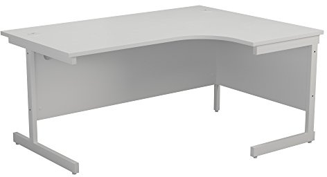 Office Hippo Heavy Duty Right Corner Desk, Strong & Reliable Workstation With Integrated Cable Ports, PC Table for Office or Home - White Top / White Frame