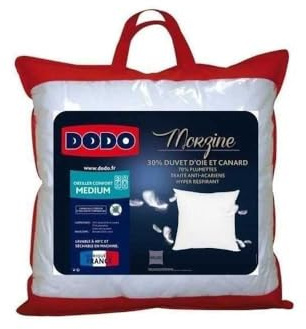 DODO Oreiller Duvet Oie MORZINE Anti-Acariens 65x65cm blanc