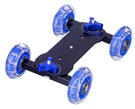 Zeadio Table Top Tragbare Dolly DSLR-Kamerawagen für DSLR Camcorder Kamera - Blau