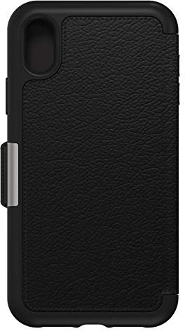 OtterBox Strada Case for iPhone XR, Shockproof, Drop proof, Premium Leather Protective Folio with Two Card Holders, 3x Tested to Military Standard, Black