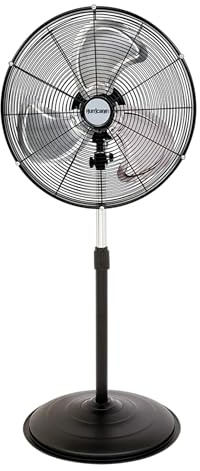 Hurricane Pro High-Velocity Oscillating Metal Stand Fan w/ 3-Speed Setting, 20 - Heavy-Duty Cooling Pedestal Unit w/ 4500 CFM, Adjustable Tilt & Height for Home, Garage, Gym & Workshop