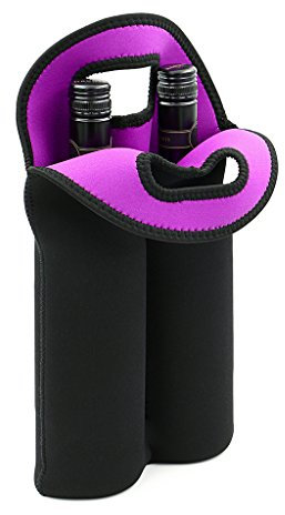 BTSKY Insulated Neoprene Double Bottle Wine Champagne Beer Water Cans Drinks Tote Bag Black