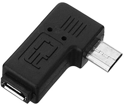 CY Micro USB 2.0 5P Male to Female M to F Extension Adapter 90 degree Left angled