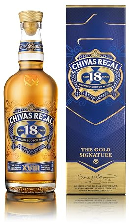 Chivas Regal 18Y Gold Signature Blended Scotch Whisky, 40% Vol, 70 CL – Whisky scozzese invecchiato 18 anni, prodotto nella regione dello Speyside, in raffinato cofanetto regalo