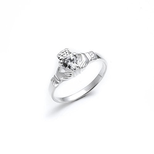 Silverly Bague Claddagh en Argent Sterling et Oxyde de Zirconium | Bague Celtique en Argent 925 avec Cœur en Zircone Cubique | Bijoux Traditionnels Irlandais | Bague de Promesse Scintillante