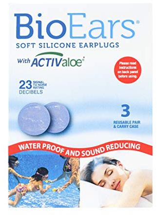 BioEars Soft Silicone Earplugs with ACTIValoe. Premium silicone. Protection from Water and Noise, 3 Count (Pack of 1)