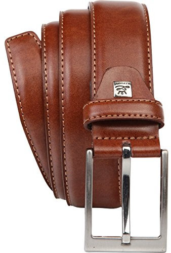 LINDENMANN Leder-Gürtel Herren 35 mm breit, Gürtel Herren Vollledergürtel, cognac/grau/weiss, Größe/Size:100, Farbe/Color:braun
