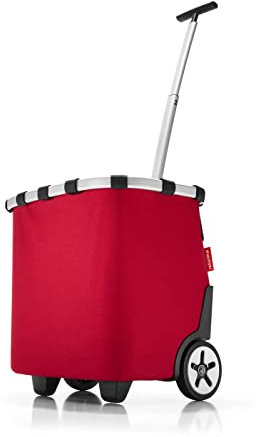 reisenthel carrycruiser in Rot – Tragbarer Einkaufstrolley mit stabilem Aluminiumrahmen, Schultergurt und herausnehmbarer Netz-Innentasche – Aus wasserabweisendem Material