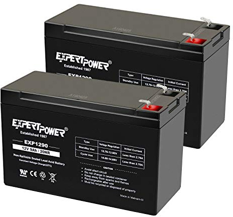 ExpertPower 12v 9ah Sealed Lead Acid Battery with F2 Terminals (.250)/2 Pack